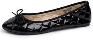 Alpine Swiss Womens Aster Ballet Flats Patent Leather Slip-On Shoes Quilted Pillow Stitch Rounded Toe Everyday Comfortable Fashion Footwear