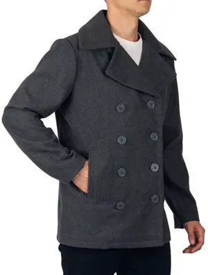 Alpine Swiss Mason Mens Wool Blend Pea Coat Jacket Double Breasted Dress Coat