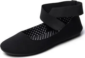 Alpine Swiss Peony Ballet Flats Shoes For Women Elastic Ankle Strap Flats Round Closed-Toe Slip On Loafers Padded for Comfort Runs Small