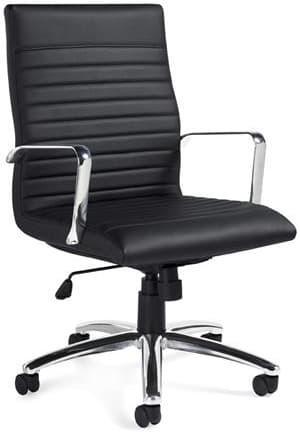 Offices To Go Luxhide High-Back Leather Pneumatic Tilter Executive Chair, Black - OTG11730B