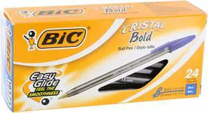 BIC Cristal Ballpoint Stick Pens Bold Point Blue Ink 897512