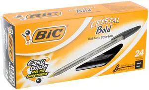 BIC Cristal Xtra Bold Ballpoint Pen Stick Bold Black 24/Pack MSBP241BLK