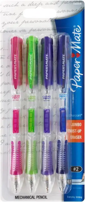 PaperMate Clear Point Mechanical Pencil 0.7mm HB #2 Assorted Colors 4Pk 2087147