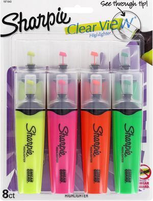 Sharpie 1971843 Clear View Highlighters, Chisel Tip, Assorted Fluorescent, 8/Pack