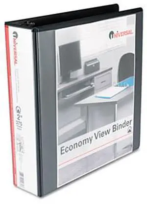 Round Ring Economy Vinyl View Binder, 2" Capacity, Black - UNV20981
