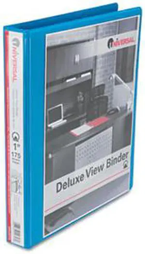 Deluxe Round Ring Vinyl View Binder, 1" Capacity, Light Blue - UNV20713