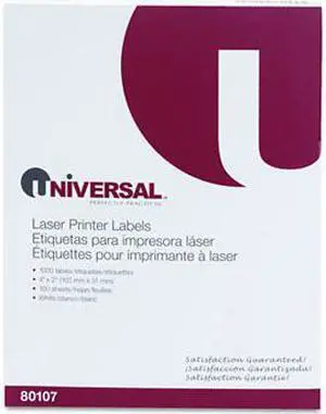 Laser Printer Permanent Labels, 2 x 4, White, 1000/Box - UNV80107