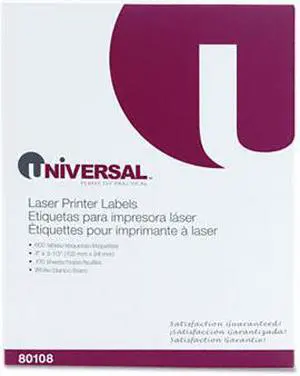 Laser Printer Permanent Labels, 3-1/3 x 4, White, 600/Box - UNV80108