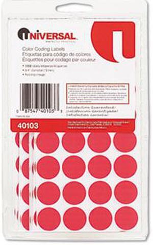 Permanent Self-Adhesive Color-Coding Labels, 3/4in dia, Red, 1008/Pack - UNV40103