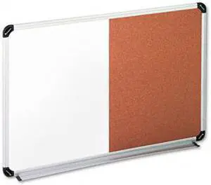 Cork/Dry Erase Board, Melamine, 36 x 24, Black/Gray, Aluminum/Plastic Frame - UNV43743