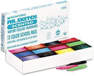 Mr. Sketch 1905311 - Scented Watercolor Marker, Chisel Tip, 12 Colors, 192/Set