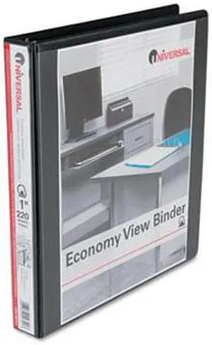 Economy D-Ring Vinyl View Binder, 1" Capacity, Black