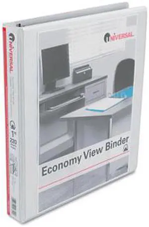 Economy D-Ring Vinyl View Binder, 1" Capacity, White