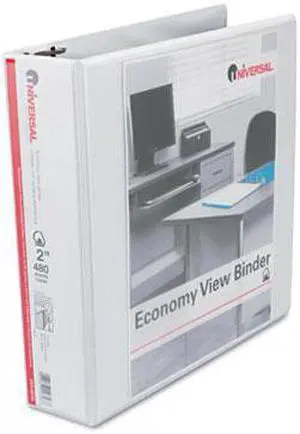 Economy D-Ring Vinyl View Binder, 2" Capacity, White