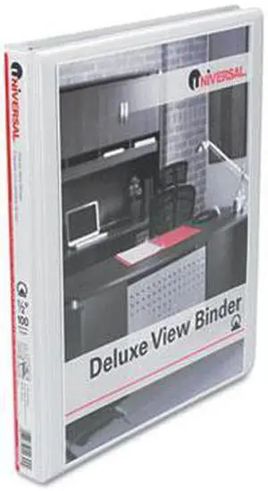 Deluxe Round Ring Vinyl View Binder, 1/2" Capacity, White