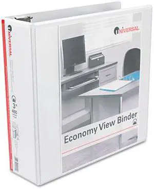 Round Ring Economy Vinyl View Binder, 3" Capacity, White