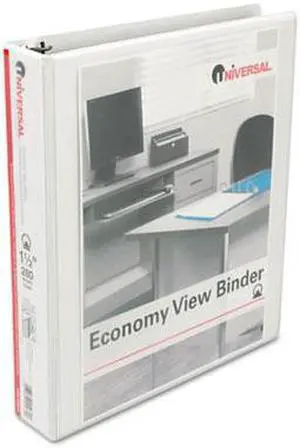 Round Ring Economy Vinyl View Binder, 1-1/2" Capacity, White