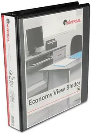 Round Ring Economy Vinyl View Binder, 1-1/2" Capacity, Black