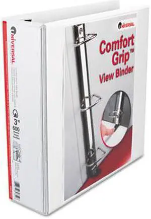 Comfort Grip Deluxe Plus D-Ring View Binder, 3" Capacity, 8-1/2 X 11, White