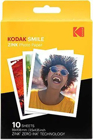 Kodak 3.5x4.25 inch Premium Zink Print Photo Paper (10 Sheets) Compatible with Kodak Smile Classic Instant Camera