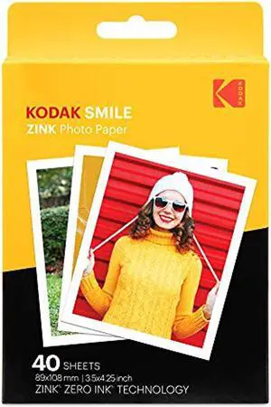 Kodak 3.5x4.25 inch Premium Zink Print Photo Paper (40 Sheets) Compatible with Kodak Smile Classic Instant Camera