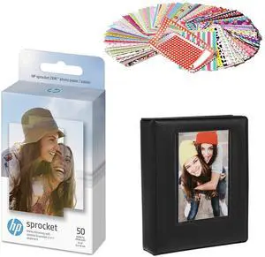 HP Sprocket 2x3 Premium Zink Sticky Photo Paper Compatible with HP Sprocket Photo Printers -Bundle Zink paper, photo Album and Sticker sets.