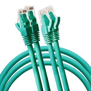 2 PACK Cat6 RJ45 Fast Ethernet Network Cable  5 Feet Green - connects Computer to printer, router, switch box or Local Area Network LAN Networking Cord, no signal loss