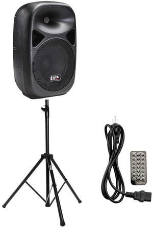 LyxPro SPA-10 10" Portable PA Speaker System With Metal Tripod Stand Combo Kit Power Active Amplifier Equalizer Bluetooth SD Slot USB MP3 XLR 1/4" 1/8" 3.5mm Inputs Remote Control