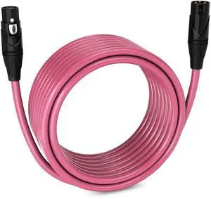 LyxPro 30 Feet XLR Microphone Cable Balanced Male To Female 3 Pin Mic Cord For Powered Speakers Audio Interface Professional Pro Audio Performance And Recording Devices - Pink