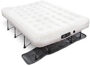 Ivation EZ-Bed (Queen) Air Mattress with Deflate Defender Technology Dual Auto Comfort Pump and Dual Layer Laminate Material - AirBed Frame & Rolling Case for Guest, Travel, Vacation, Camping