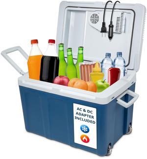 Ivation Electric Cooler & Warmer with Wheels & Handle |48 Quart (45 L) Portable Thermoelectric Fridge For vehicles & Trucks| 110V AC Home Power Cord & 12V Car Adapter for Camping, Travel & Picnics