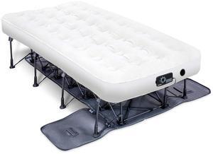 Ivation EZ-Bed (Twin) Air Mattress With Frame & Rolling Case, Self Inflatable, Blow Up Bed Auto Shut-Off, Comfortable Surface AirBed, Best for Guest, Travel, Vacation, Camping