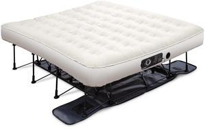 Ivation EZ-Bed (King) Air Mattress with Deflate Defender Technology Dual Auto Comfort Pump and Dual Layer Laminate Material - AirBed Frame & Rolling Case for Guest, Travel, Vacation, Camping