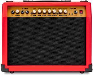 LyxPro 40 Watt Electric Guitar Amplifier | Combo Solid State Studio Amp with 8 4-Ohm Speaker, Custom EQ Controls, Drive, Delay, ¼ Passive/Active/Microphone Inputs, Aux In & Headphone Jack - Red