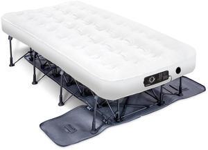 Ivation EZ-Bed (Twin) Air Mattress with Deflate Defender Technology Dual Auto Comfort Pump and Dual Layer Laminate Material - AirBed Frame & Rolling Case for Guest, Travel, Vacation, Camping