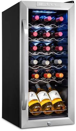 Ivation 18 Bottle Compressor Wine Cooler Refrigerator w/Lock | Large Freestanding Wine Cellar For Red, White, Champagne or Sparkling Wine | 41f-64f Digital Temperature Control Fridge Stainless Steel