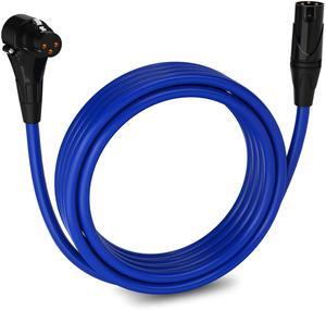 LyxPro 15 Feet Right Angle XLR Female To Male 3 Pin Mic Cord For Powered Speakers Audio Interface Professional Pro Audio Performance Camcorders DSLR Video Cameras And Recording Devices - Blue