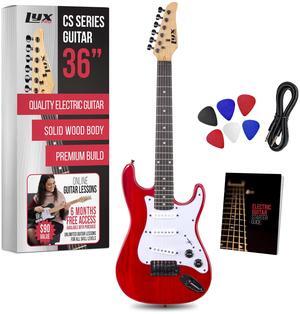 LyxPro CS 30 Electric Guitar Kit for Beginner, Intermediate & Pro Players with Guitar, Amp Cable, 6 Picks & Learners Guide | Solid Wood Body, Volume/Tone Controls, 5-Way Pickup - Red