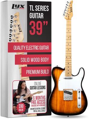 LyxPro 39 Electric Guitar TL Series, Full-Size Paulownia Wood Body, 3-Ply Pickguard, C-Shape Neck, Ashtray Bridge, Quality Gear Tuners, 3-Way Switch & Volume/Tone Controls, 2 Picks Included, Sunburst