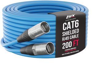 LyxPro 200 Feet Shielded CAT6 Ethercon Cable - Professional Audio & Lighting RJ45 Cable, Studio-Grade Sound Transmission, Extreme Durability - Blue