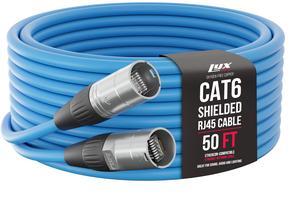 LyxPro 50 Feet Shielded CAT6 Ethercon Cable - Professional Audio & Lighting RJ45 Cable, Studio-Grade Sound Transmission, Extreme Durability - Blue