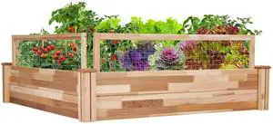 Jumbl Raised Canadian Cedar Garden Bed | Elevated Wood Planter for Growing Fresh Herbs, Vegetables, Flowers, Succulents & Other Plants at Home | Great for Outdoor | 34x18x30
