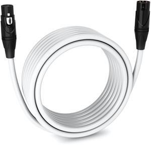 LyxPro 25 Feet XLR Microphone Cable Balanced Male to Female 3 Pin Mic Cord for Powered Speakers Audio Interface Professional Pro Audio Performance and Recording Devices - White