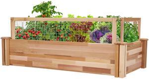 Jumbl Raised Canadian Cedar Garden Bed | Elevated Wood Planter for Growing Fresh Herbs, Vegetables, Flowers, Succulents & Other Plants at Home | Great for Outdoor | 34x18x30