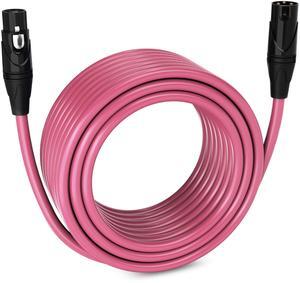 LyxPro 75 Feet XLR Microphone Cable Balanced Male To Female 3 Pin Mic Cord For Powered Speakers Audio Interface Professional Pro Audio Performance And Recording Devices - Pink