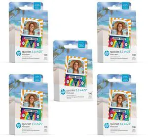 HP Sprocket 3.5 x 4.25 Zink Sticky-Backed Photo Paper (500 Pack) Compatible with HP Sprocket 3x4 Photobooth and Photo Printer