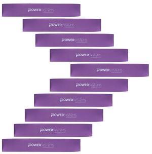 Power Systems Versa Loops Extra Heavy Resistance Exercise Work Out Strength Training Bands, Purple (10 Pack)