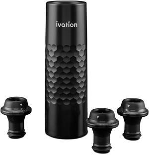 Ivation Rechargeable Wine Saver Pump with Reusable Stoppers, 6-Piece Wine Saver Preserver Gift Set with Automatic Vacuum Pump Sealer, USB Charger & 4 Universal Bottle Plugs