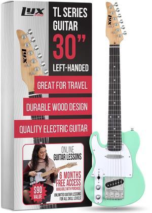 LyxPro 30 Electric Guitar Left Hand TL Series, Full-Size Paulownia Wood Body, 3-Ply Pickguard, C-Shape Neck, Ashtray Bridge, Quality Gear Tuners, 3-Way Switch & Volume/Tone Controls, 2 Picks, Green