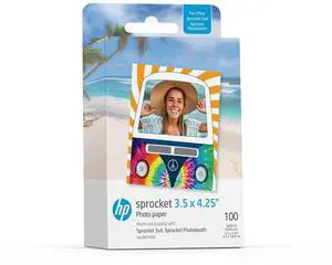 HP Sprocket 3.5 x 4.25 Zink Sticky-Backed Photo Paper (100 Pack) Compatible with HP Sprocket 3x4 Photobooth and Photo Printer